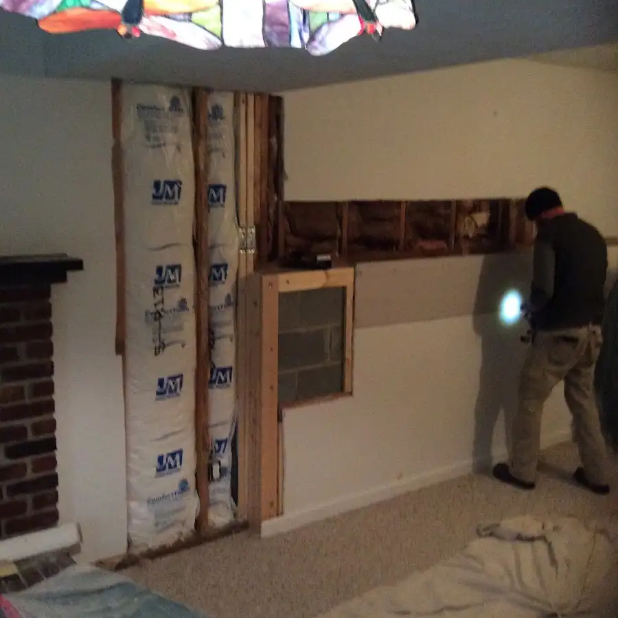 Restoration technician inspecting water damage in Florence